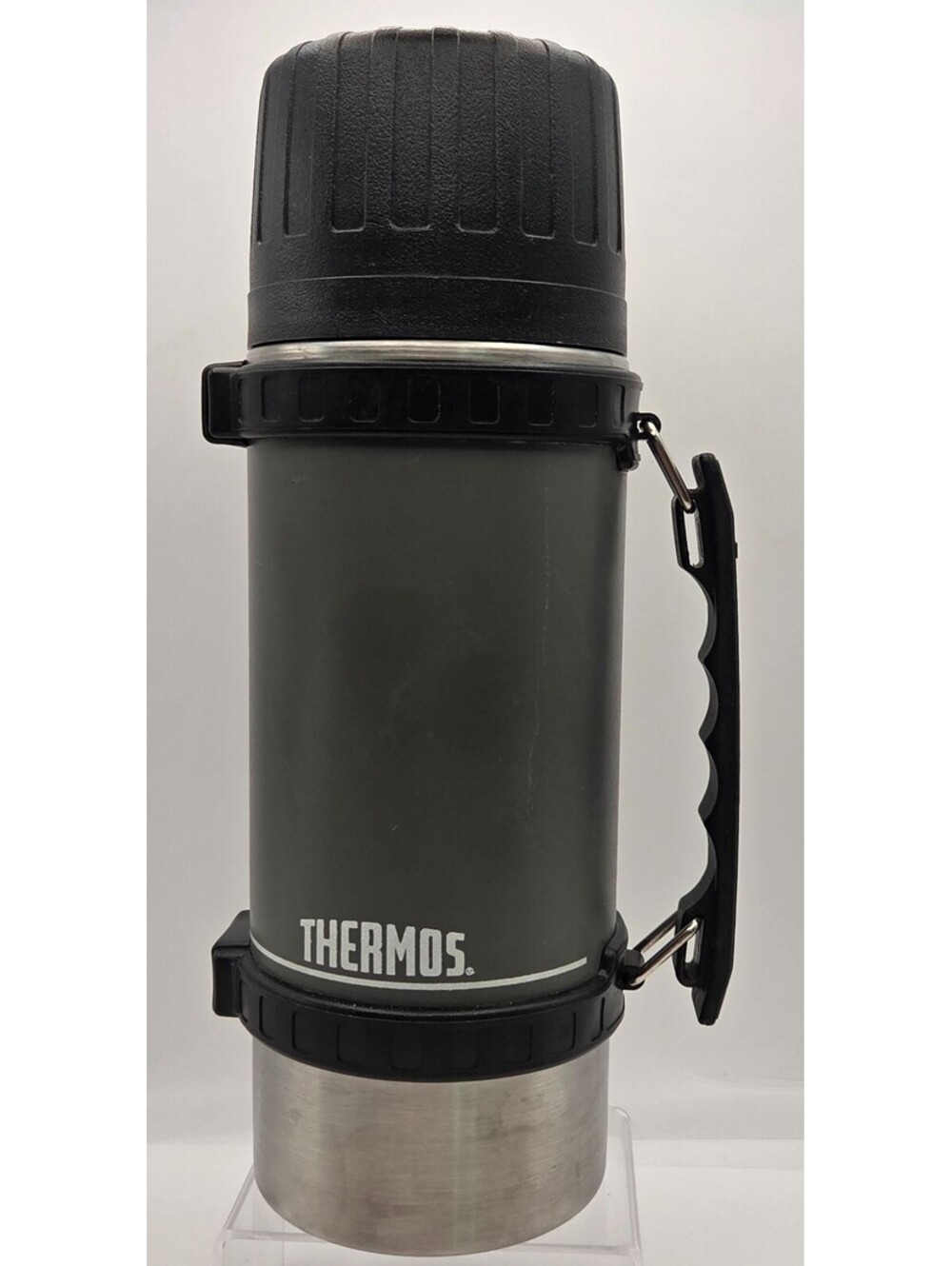 Vintage Thermos 1 Qt Vacuum Bottle Green Stainless Steel USA Stopper No. 781 Cam